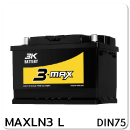 แบตเตอรี่รถยนต์ 3K สามเค ราคา รถ เก๋ง ตู้ กระบะ บรรทุก maxln3 l 12 โวลท์ 75 แอมป์ 650 CCA