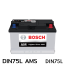 แบตเตอรี่รถยนต์ BOSCH บอส ราคา รถ เก๋ง ตู้ กระบะ บรรทุก ปิคอัพ din75l ams 12 โวลท์ 75 แอมป์ 650 CCA