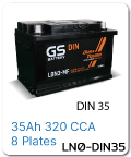 แบตเตอรี่รถยนต์ gs ราคา รถ เก๋ง ตู้ กระบะ บรรทุก ln0-din35 12 โวลท์ 35 แอมป์ 320 CCA