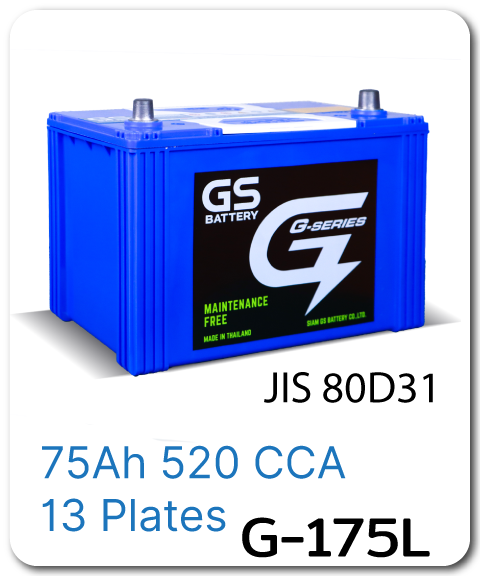 แบตเตอรี่ รถยนต์ เปลี่ยน แบต นอกสถานที่ gs g-175l 12 Volts โวลท์ 75 Amp แอมป์