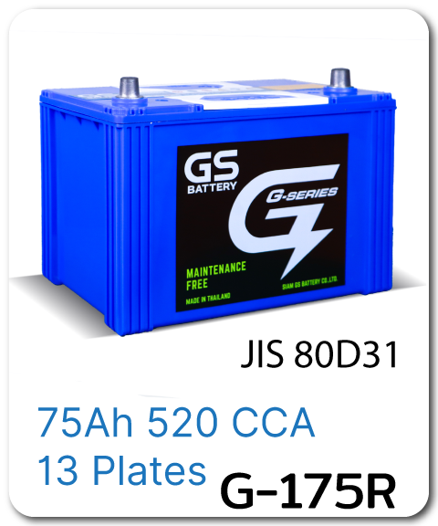 แบตเตอรี่ รถยนต์ เปลี่ยน แบต นอกสถานที่ gs g-175r 12 Volts โวลท์ 75 Amp แอมป์