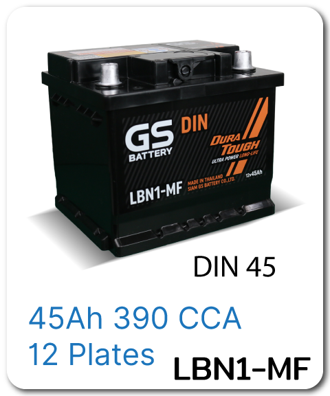 แบตเตอรี่ รถยนต์ เปลี่ยน แบต นอกสถานที่ gs lbn1-mf 12 Volts โวลท์ 45 Amp แอมป์