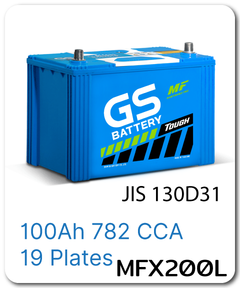 แบตเตอรี่ รถยนต์ เปลี่ยน แบต นอกสถานที่ gs mfx200l 12 Volts โวลท์ 100 Amp แอมป์